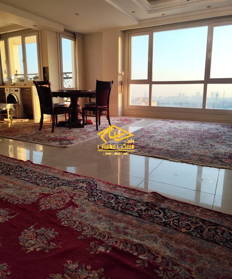 خريد آپارتمان در اوين ١٤٥ متر ٣ خواب خوش نقشه طبقات بالا ويو بي نظير تراس قابل چيدمان در برج سورنا